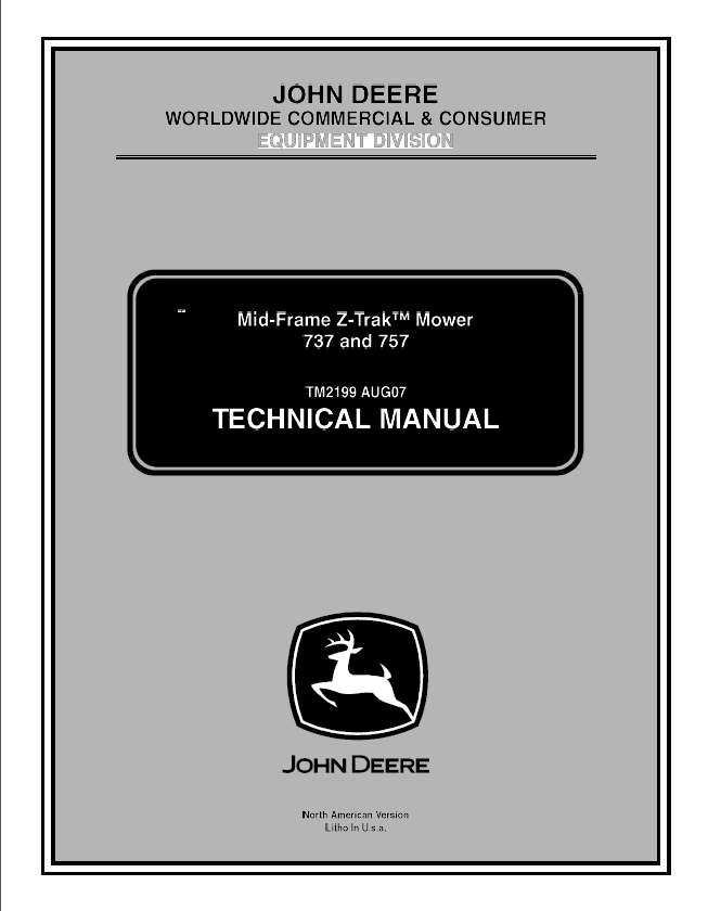 John Deere ZTrak 737 and 757 TM2199 Mower Service Manual Download John Deere Tractors